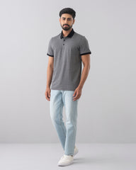Regular Fit Yarn-Dyed Jacquard Mercerised Polo Shirt