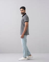 Regular Fit Yarn-Dyed Jacquard Mercerised Polo Shirt