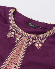 Smart Fit Embroidered Three-Piece Semi-Formal Ethnic Set with Organza Dupatta