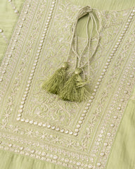 Smart Fit Embellished Two-Piece Formal Ethnic Set with Organza Dupatta