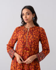 Relaxed Fit Mid-Length Printed Two-Piece Ethnic Set