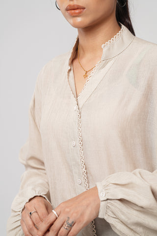 Lace-Adorned Casual Shirt