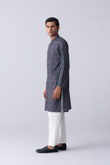 Regular Fit Ajrakh-Printed Cotton Panjabi