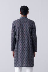 Regular Fit Ajrakh-Printed Cotton Panjabi