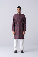 Regular Fit Ajrakh-Printed Cotton Panjabi