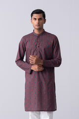 Regular Fit Ajrakh-Printed Cotton Panjabi