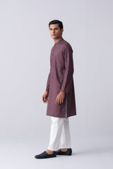 Regular Fit Ajrakh-Printed Cotton Panjabi