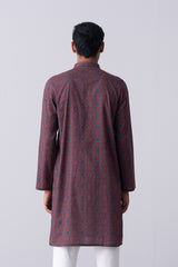 Regular Fit Ajrakh-Printed Cotton Panjabi