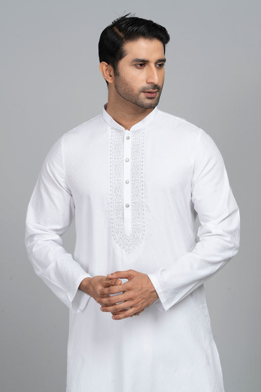Regular Fit Embroidered Semi-Formal Panjabi
