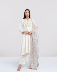 Smart Fit Embellished Two-Piece Formal Ethnic Set with Organza Dupatta