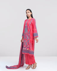 Smart Fit Digital Printed Three-Piece Lawn with Silk Dupatta
