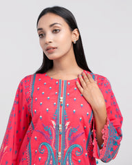 Smart Fit Digital Printed Three-Piece Lawn with Silk Dupatta