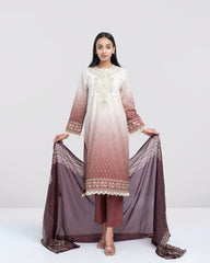 Smart Fit Digital Printed Three-Piece Lawn with Silk Dupatta