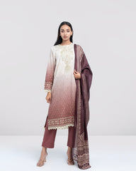 Smart Fit Digital Printed Three-Piece Lawn with Silk Dupatta