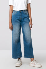 Wide Leg Mid-Washed Jeans
