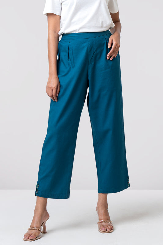 Straight Fit Textured Jacquard Pants - Mystika