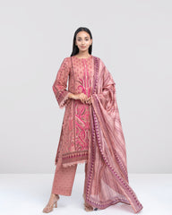 Smart Fit Digital Printed Three-Piece Lawn with Silk Dupatta