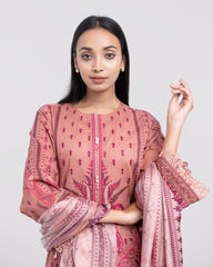 Smart Fit Digital Printed Three-Piece Lawn with Silk Dupatta