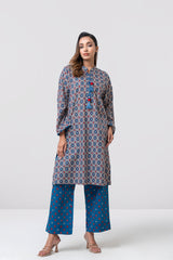 Relaxed Fit Printed Two-Piece Ethnic Set