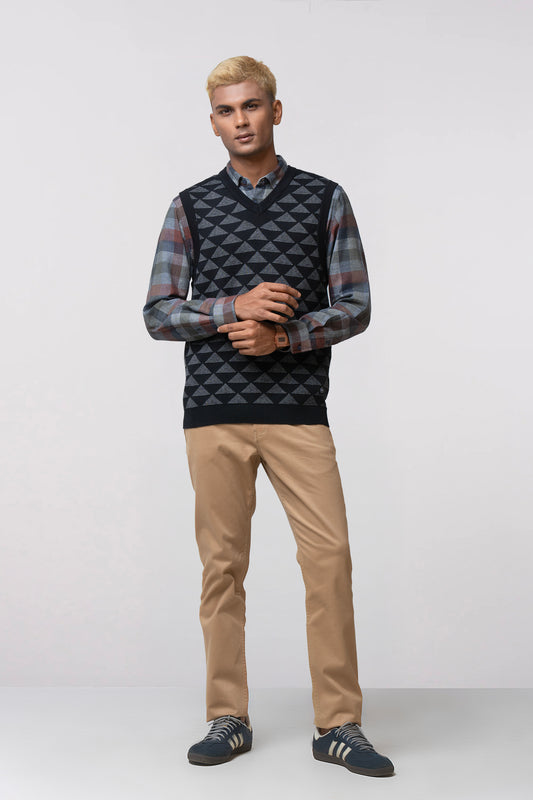 Regular Fit Single Jersey Knit Sweater Vest