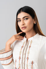 Smart Fit Embroidered Three-Piece Formal Ethnic Set with Organza Dupatta