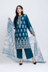 Relaxed Fit Embroidered Three-Piece Lawn