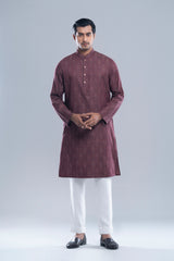 Regular Fit Jacquard Cotton Semi-Formal Panjabi