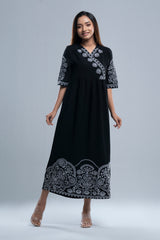 Floral Embroidered Georgette Long Dress