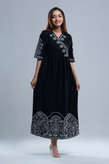 Floral Embroidered Georgette Long Dress