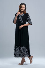 Floral Embroidered Georgette Long Dress