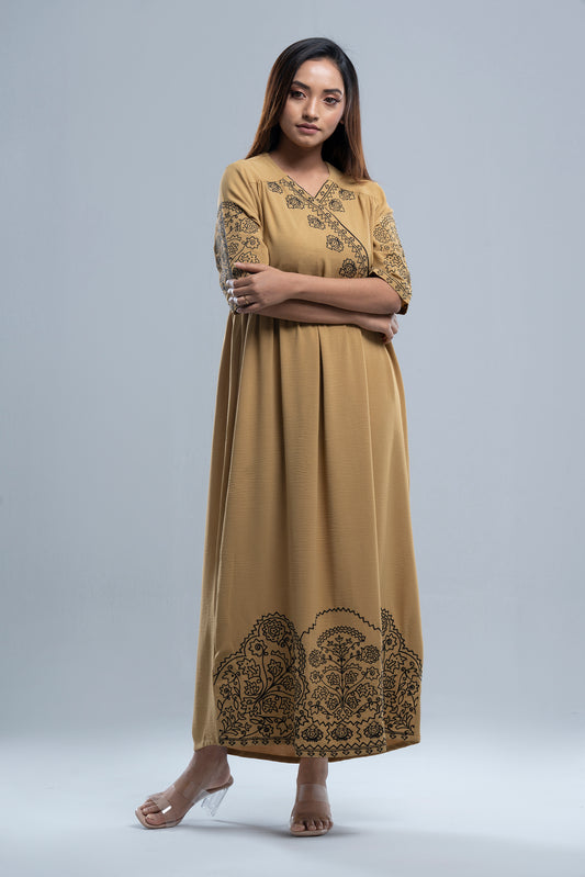 Floral Embroidered Georgette Long Dress