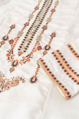 Smart Fit Embroidered Three-Piece Formal Ethnic Set with Organza Dupatta