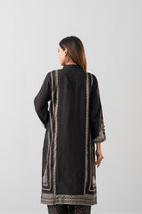 Relaxed Fit Embroidered Three-Piece Ethnic Set with Organza Dupatta