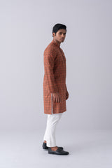 Slim Fit Ajrakh Printed Cotton Panjabi