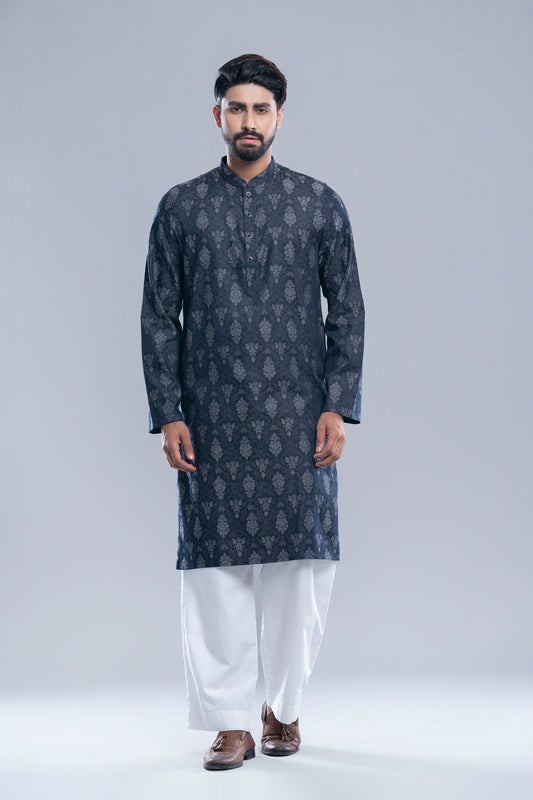 Regular Fit Jacquard Semi-Formal Panjabi