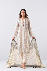 Relaxed Fit Printed Three-Piece Lawn with Cotton Dupatta