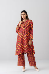Relaxed Fit Printed Two-Piece Soy Silk Ethnic Set