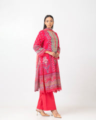 Smart Fit Embroidered Three-Piece Lawn with Chiffon Dupatta