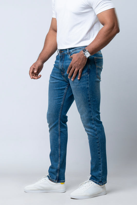 Tapered Fit Blue Jeans