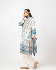 Smart Fit Embroidered Three-Piece Lawn with Chiffon Dupatta