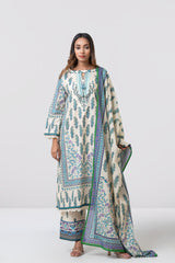 Relaxed Fit Digital Printed Three-Piece Lawn