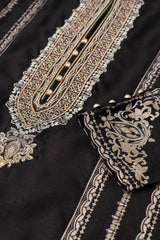 Relaxed Fit Embroidered Three-Piece Ethnic Set with Organza Dupatta