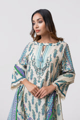 Relaxed Fit Digital Printed Three-Piece Lawn