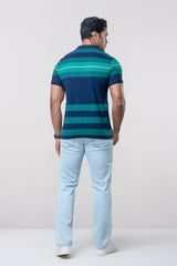 Regular Fit Indigo Yarn-Dyed Polo Shirt