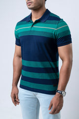 Regular Fit Indigo Yarn-Dyed Polo Shirt