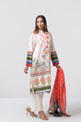 Relaxed Fit Digitally Printed Three-Piece Lawn with Cotton Dupatta