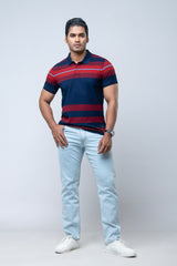 Regular Fit Indigo Yarn-Dyed Polo Shirt