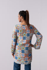 V-Neck Moroccan-Inspired Viscose Fashion Top - Mystika