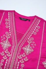 Smart Fit Embroidered Three-Piece Formal Ethnic Set with Organza Dupatta