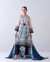 Smart Fit Printed Two-Piece Lawn with Silk Dupatta